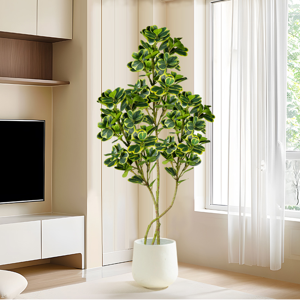 Rubber Plant Ficus - 76cm/115cm Artificial Ficus Tree Fake Tropical