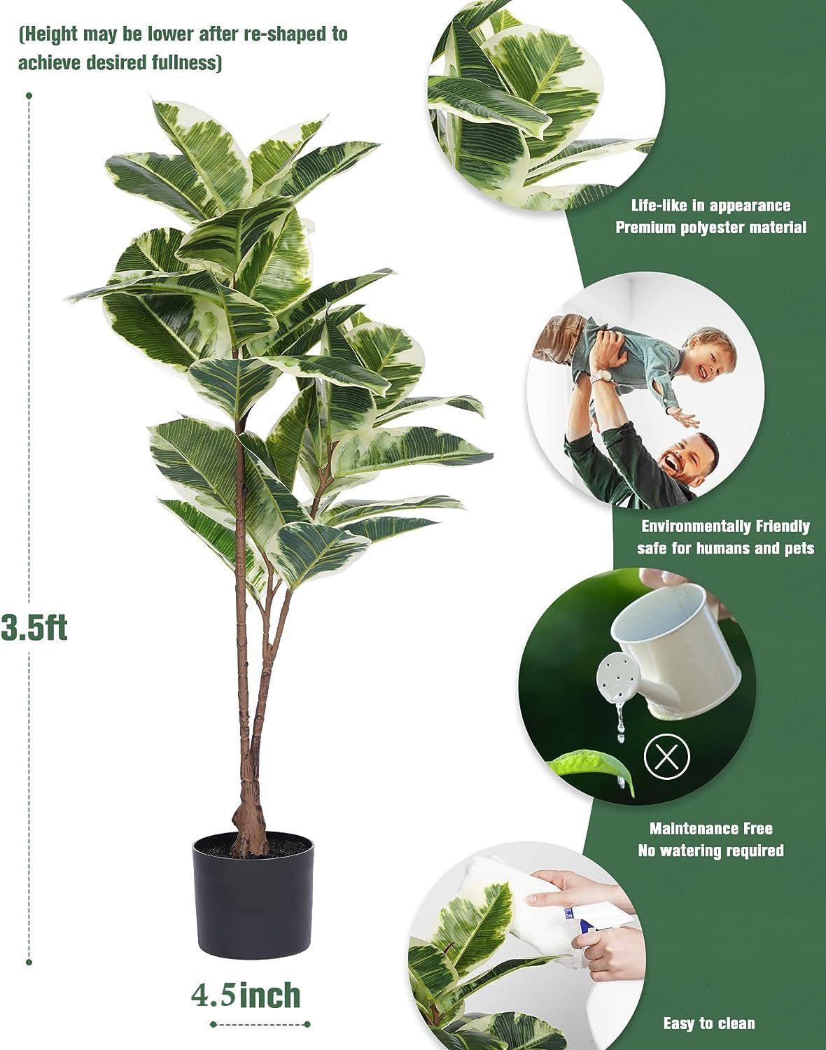 Artificial Rubber Tree Ficus P - Rubber Plant Ficus recensione e prezzo