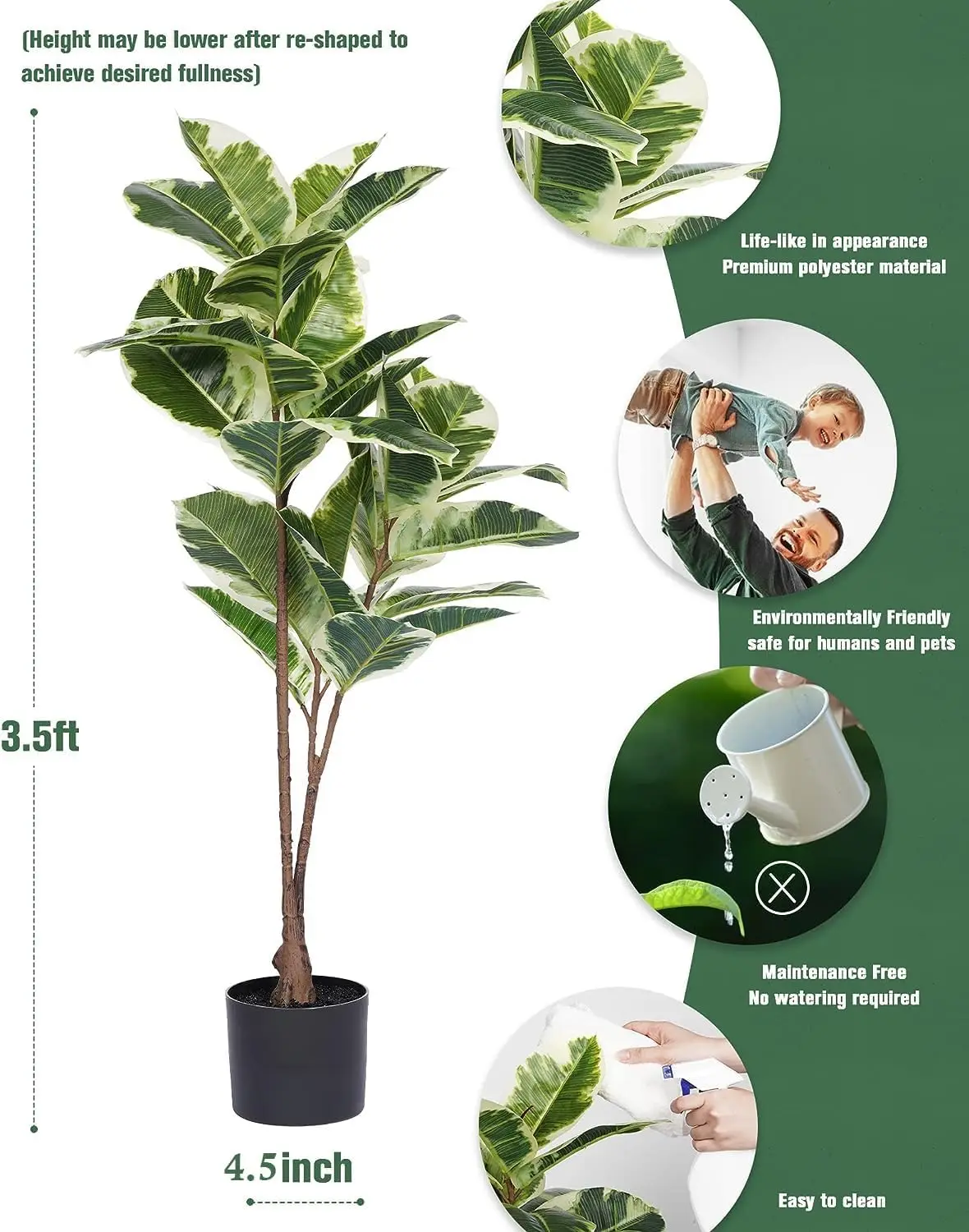 Artificial Rubber Tree Ficus P - Rubber Plant Ficus recensione e prezzo